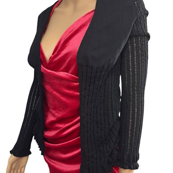 Express Vintage Black Open Front Knit Sweater Women’s Small - Picture 3 of 8